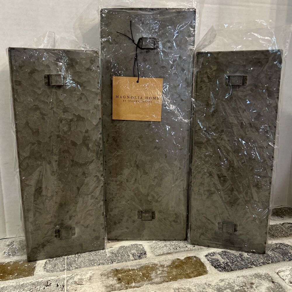 Magnolia Home by Joanna Gaines Galvanized Metal Zinc Set of 3 Wall Hangings